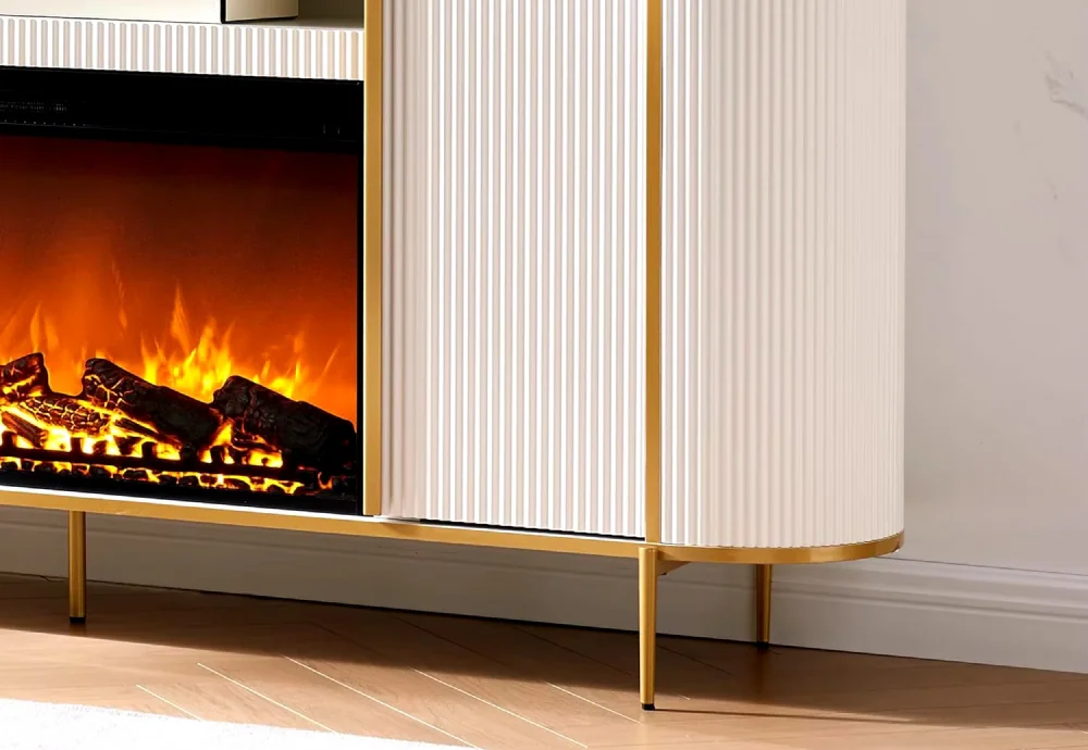 white modern electric fireplace
